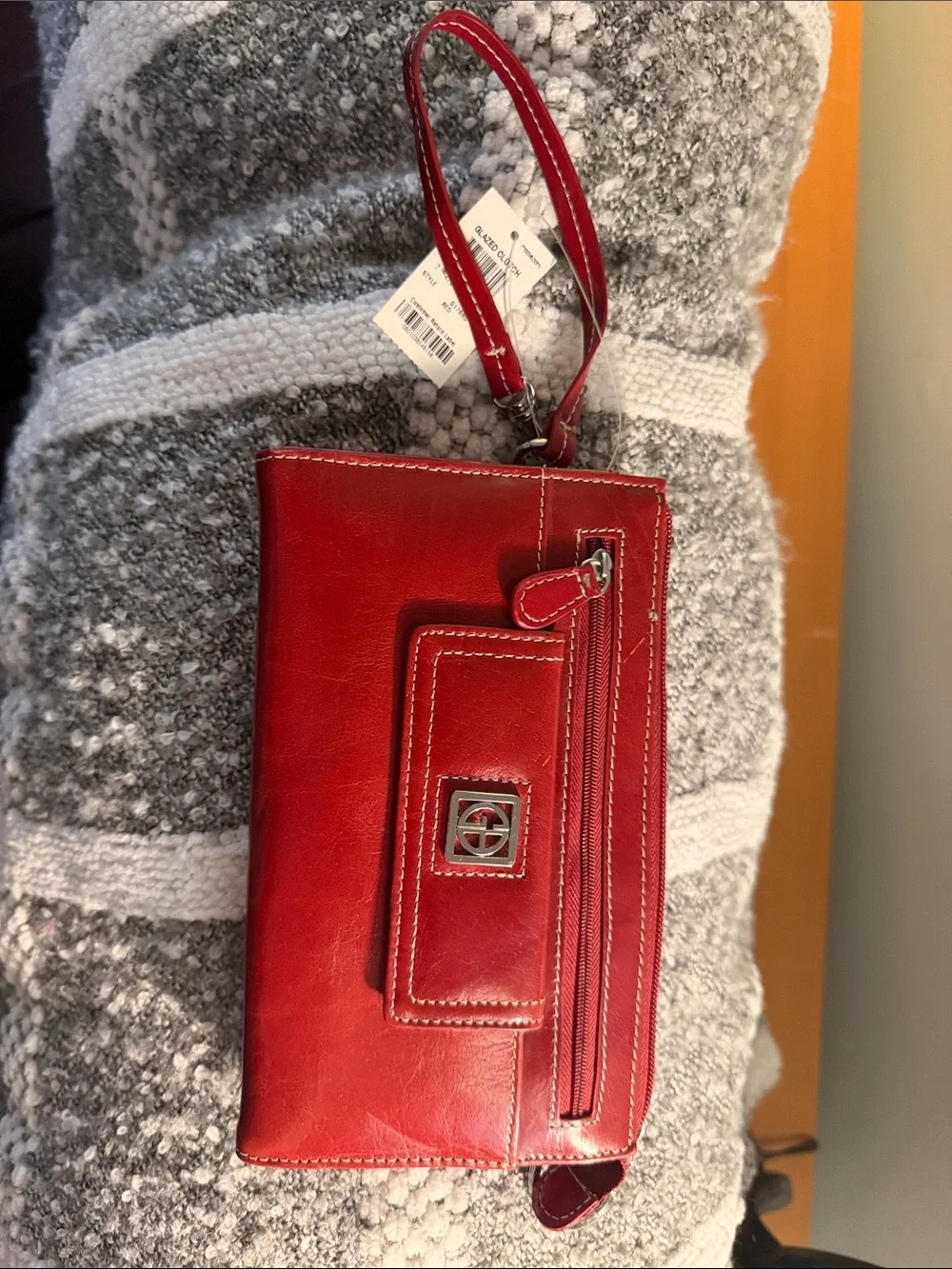 Giani Bernini Red Leather Wristlet Clutch